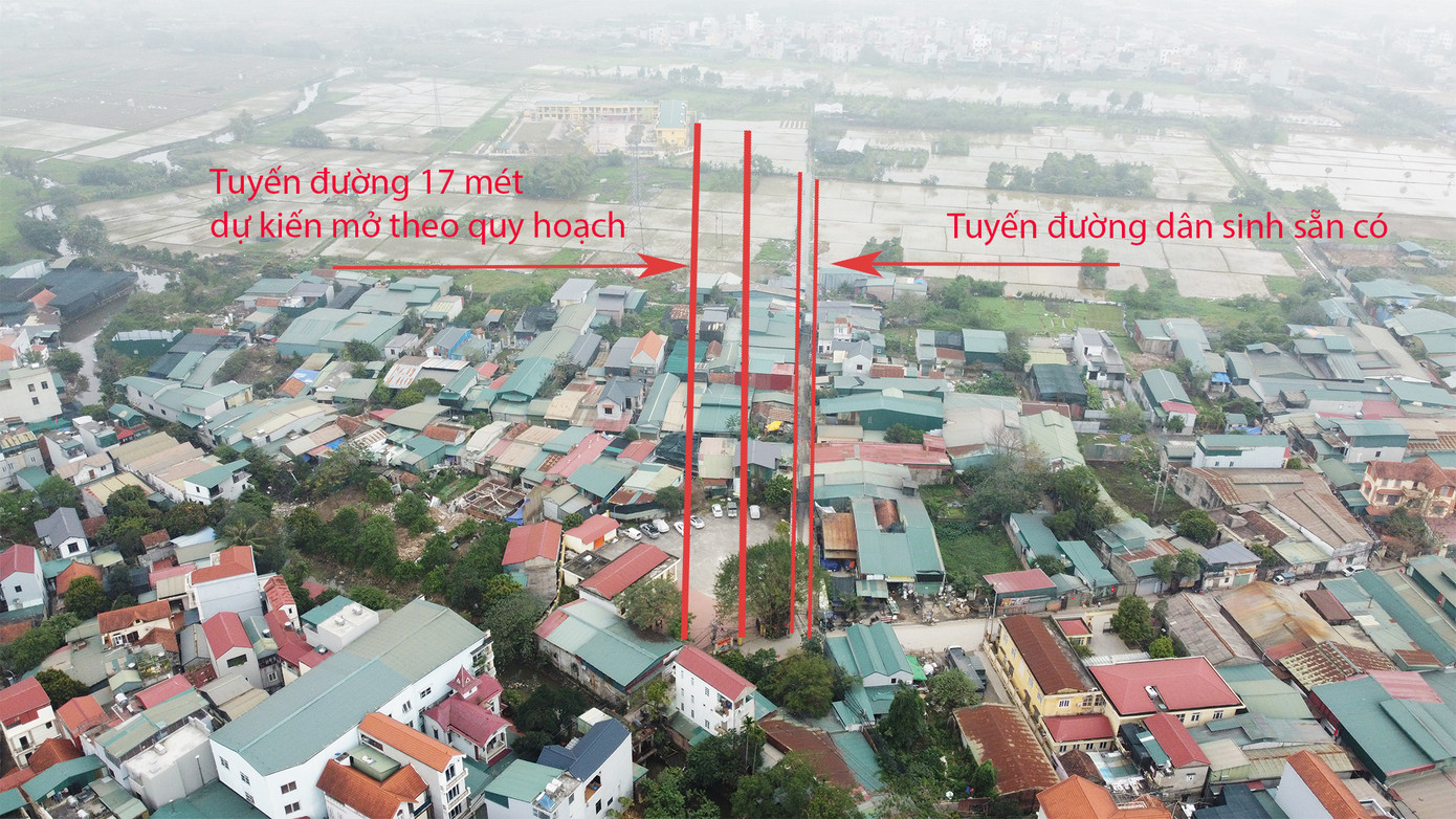 Đường quy hoạch dự kiến cách con đường dân sinh cũ khoảng 7m