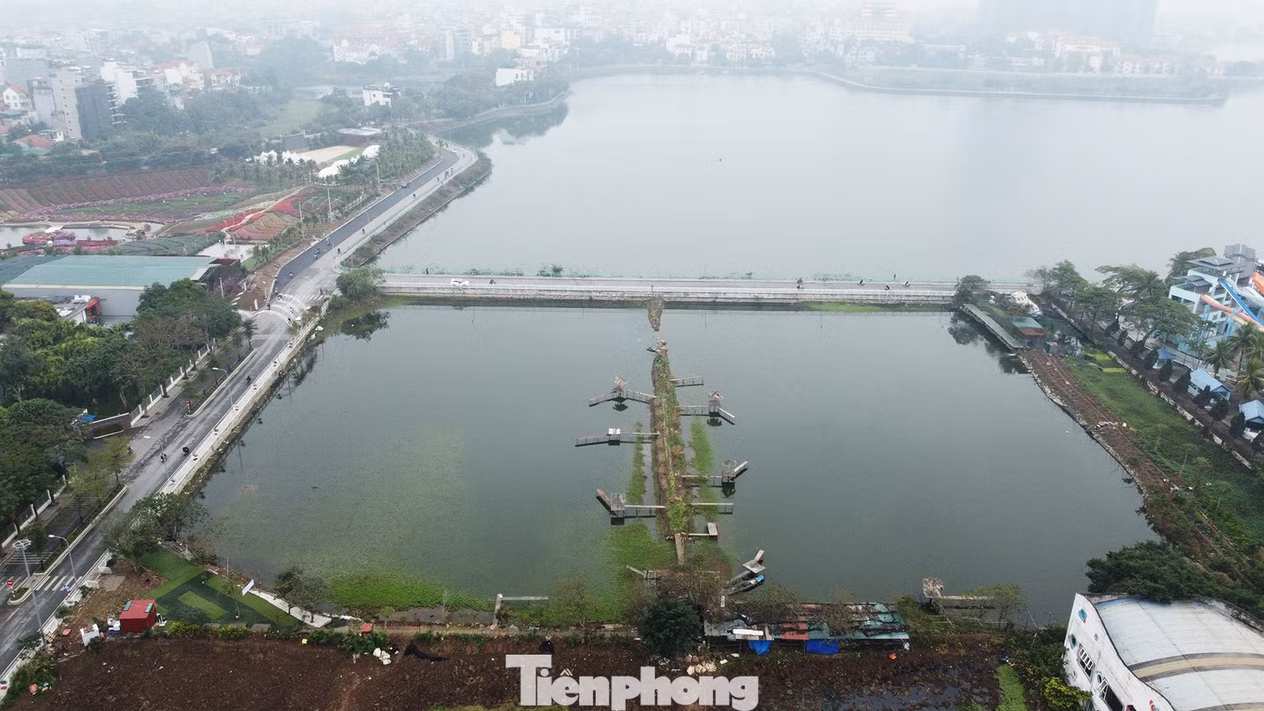 Hồ Sen nằm cạnh hồ Tây là nơi lắng nước trước khi bổ cập vào hồ Tây.