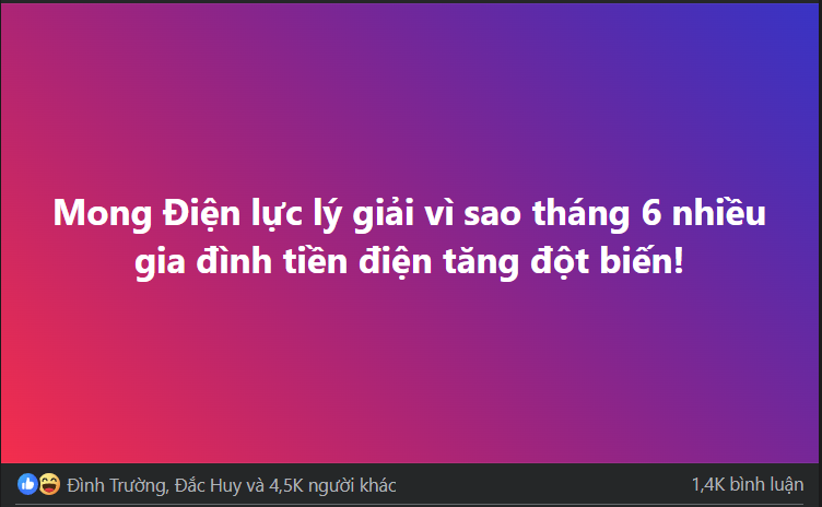 Tiền điện tháng 6/2025 là chủ đề bàn tán nhiều trên các trang mạng xã hội sáng 3/7