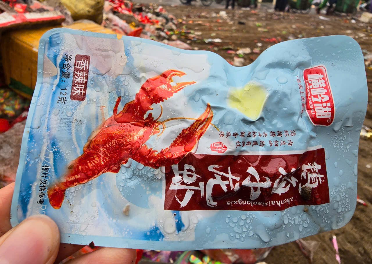 Nhiều loại thực phẩm với tem nhãn nước ngoài, đã hết hạn từ lâu vứt bỏ tại bãi rác