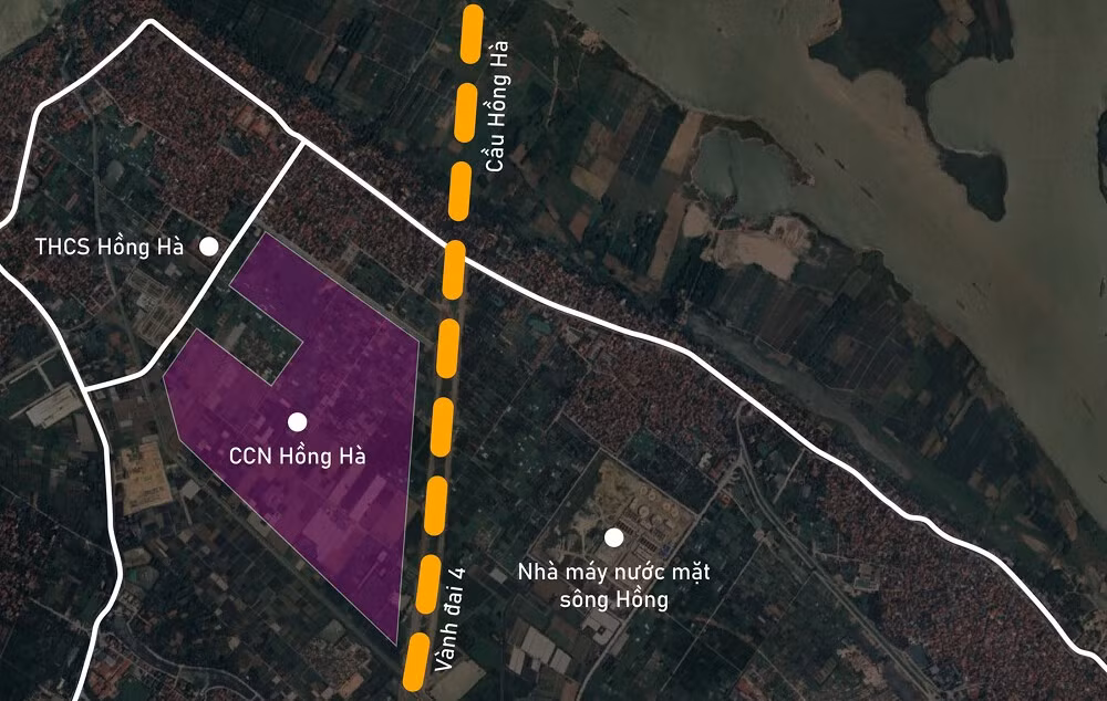 Vị trí cụm công nghiệp Hồng Hà. Ảnh: VNM