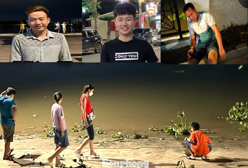 Lần lượt theo thứ tự các anh Âu Văn Tuấn, Nguyễn Anh Dũ và Nguyễn Văn Hảo (hàng trên) và hiện trường vụ đuối nước (ảnh dưới)