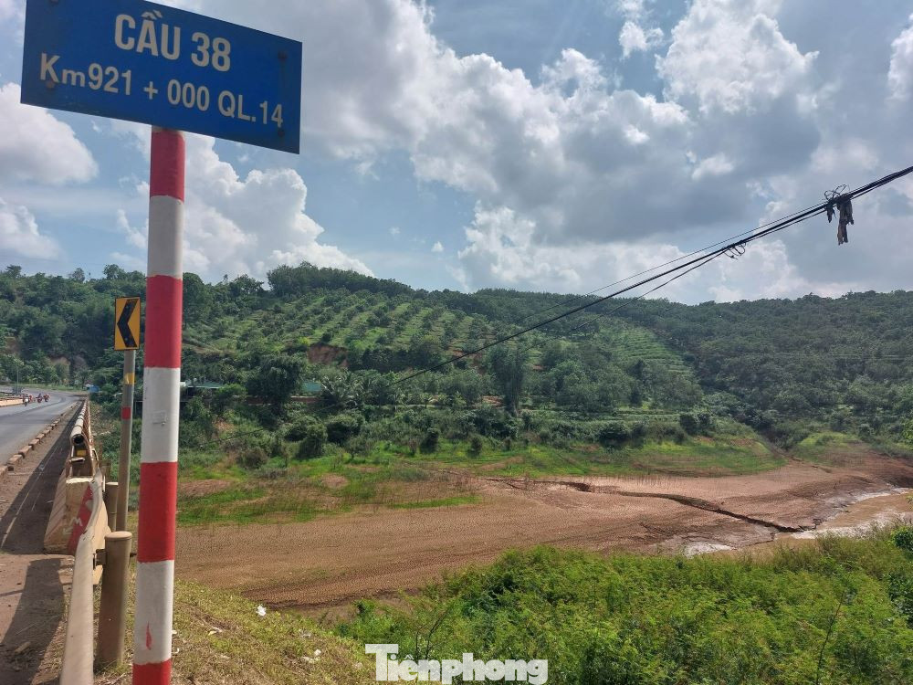 Khúc sông đoạn cầu 38, nước đã rút khô cạn Khúc sông đoạn cầu 38, nước đã rút khô cạn