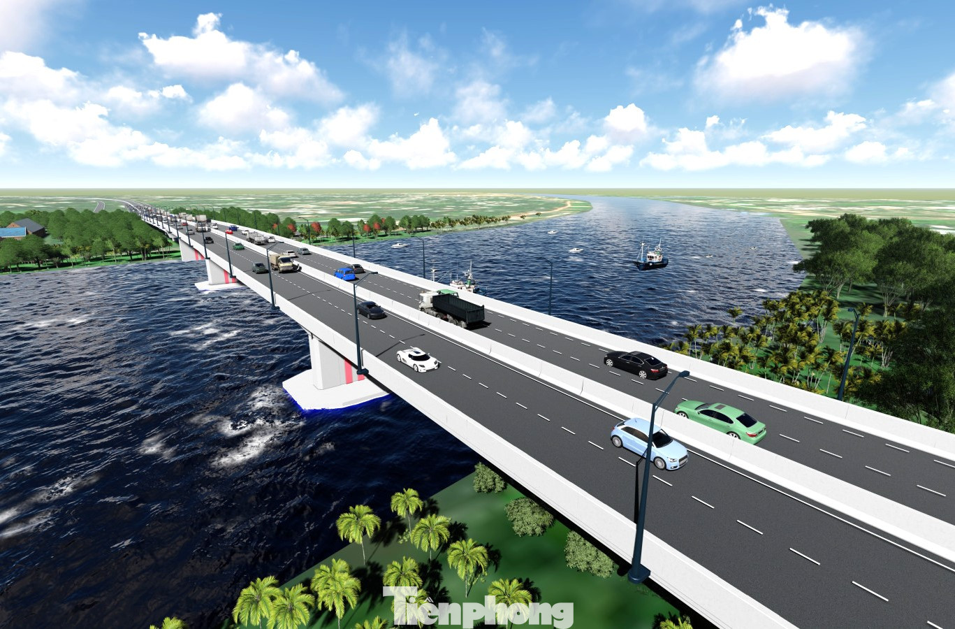 Mô phỏng cầu vượt sông Sài Gòn (cầu Bình Gởi) của Vành đai 3 TPHCM