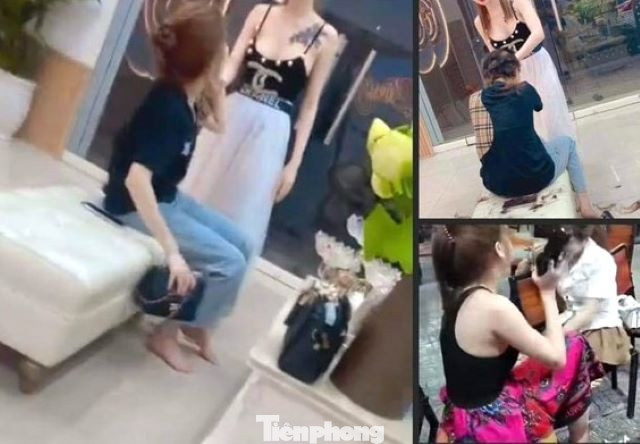 Cô gái nghi bị đánh ghen hai lần tại hai nơi khác nhau Ảnh: Cắt từ clip