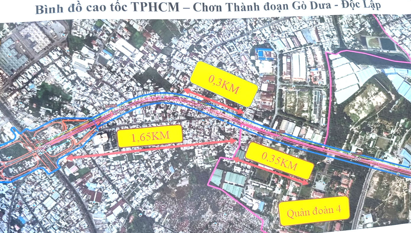 Đường dẫn cao tốc TPHCM - Chơn Thành tại nút giao Sóng Thần (Quốc lộ 1A)