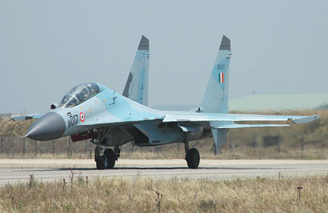 Tiêm kích Su-30K khi còn phục vụ trong Không quân Ấn Độ.