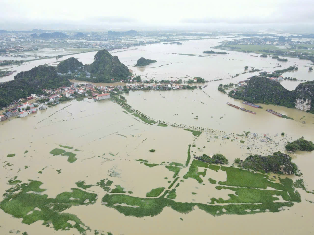 Khu vực huyện Gia Viễn, Ninh Bình nhìn từ trên cao.