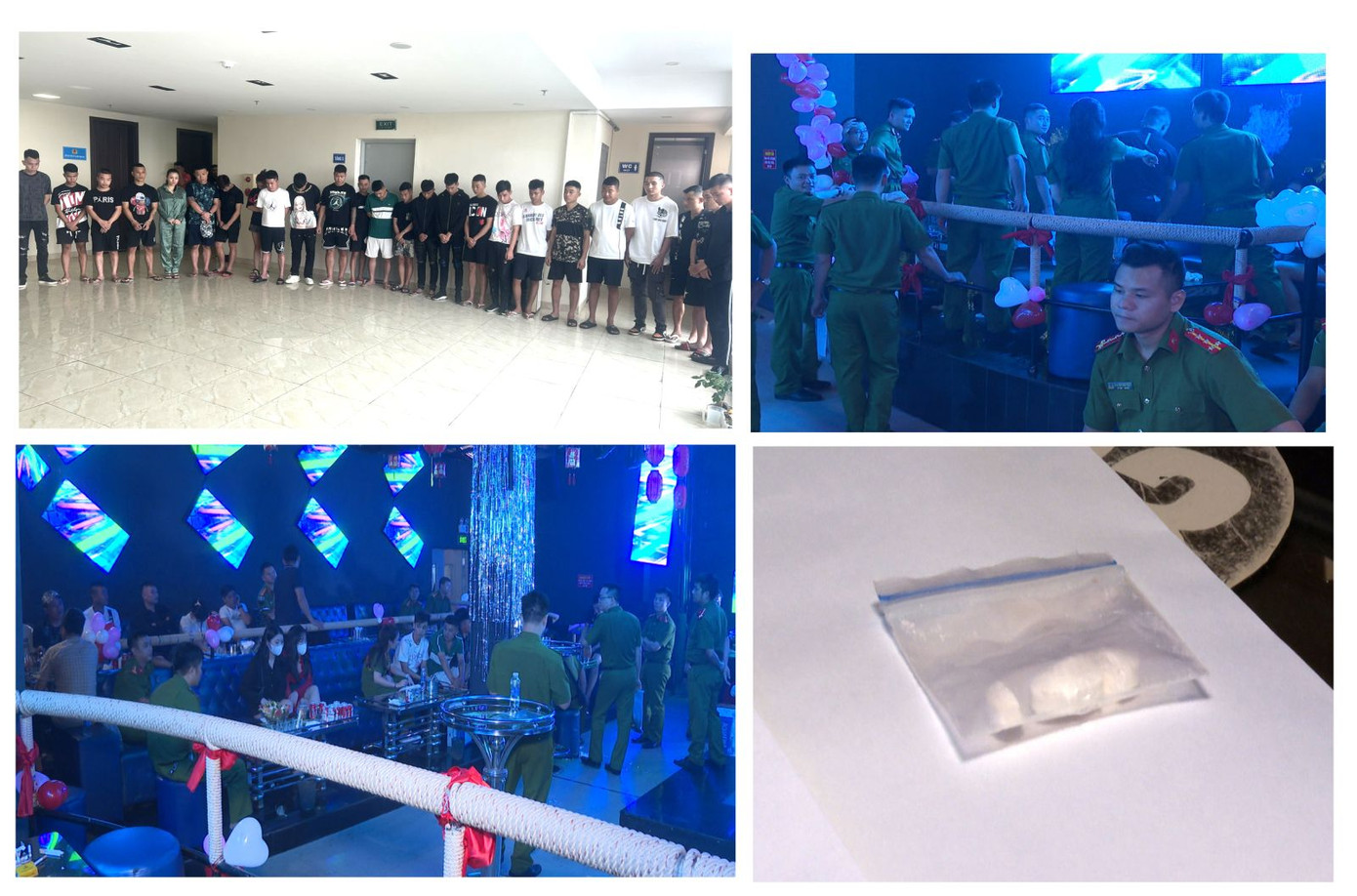 Hiện trường thời điểm cơ quan công an kiểm tra tại quán JP CLUB. Ảnh do Công an Thanh Hoá cung cấp.