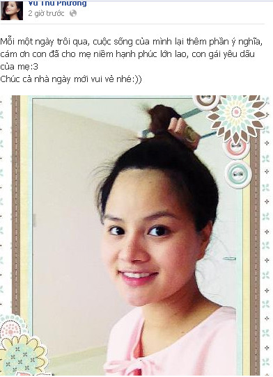 Vũ Thu Phương lộ diện trên facebook cá nhân sau khi sinh con