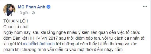 MC Phan Anh xin lỗi sau phát ngôn 'gây bão' về Hoa hậu Hoàn vũ ảnh 1