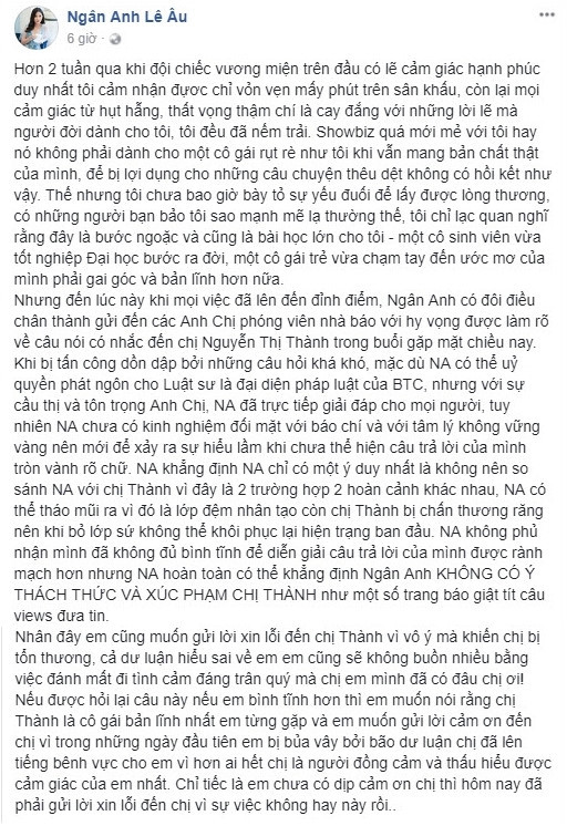 Nói Nguyễn Thị Thành không đủ can đảm tháo răng, Hoa hậu Đại dương xin lỗi ảnh 1