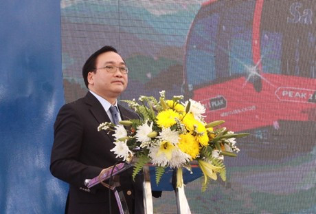 Phó Thủ tướng Hoàng Trung Hải phát biểu tại lễ khởi công dự án cáp treo 3 dây Fansipan-Sapa