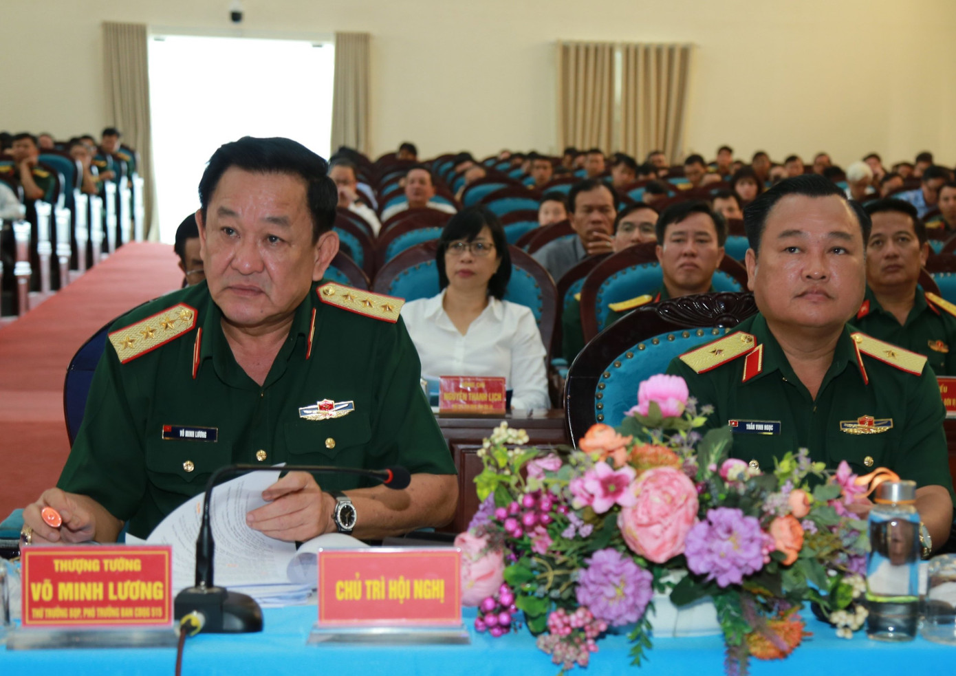 Thượng tướng Võ Minh Lương - Thứ trưởng Bộ Quốc phòng, chủ trì hội nghị. Ảnh: C.H.