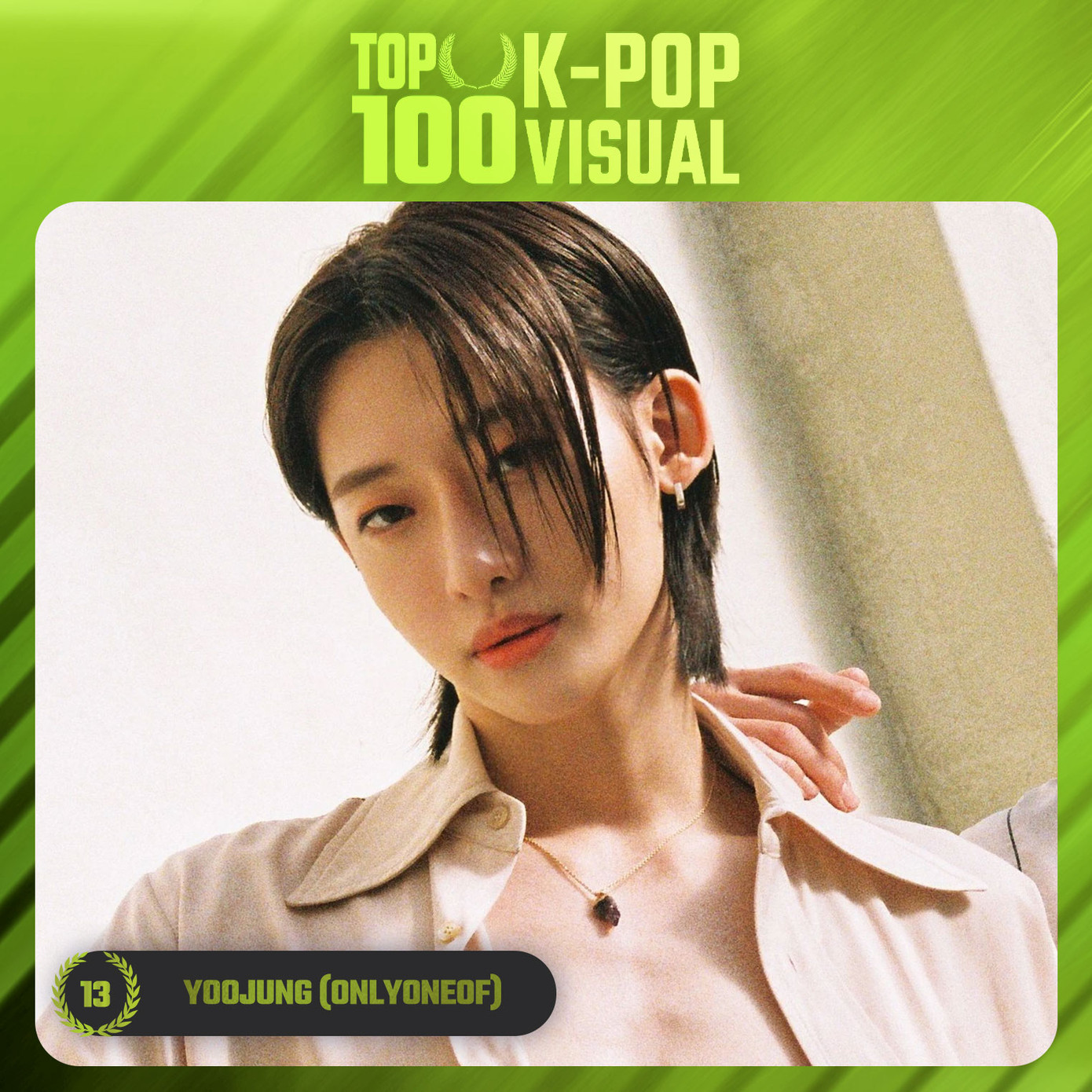 Yoojung nhận được 34.095 phiếu bầu, xếp hạng 13. Anh sinh năm 1997, hoạt động trong nhóm OnlyOneOf từ năm 2019.