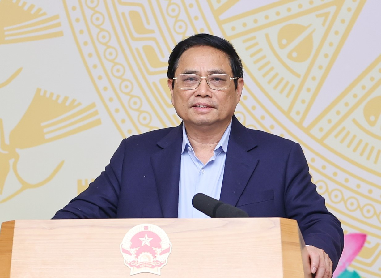 Thủ tướng Phạm Minh Chính phát biểu kết luận Hội nghị. Ảnh: Nhật Bắc