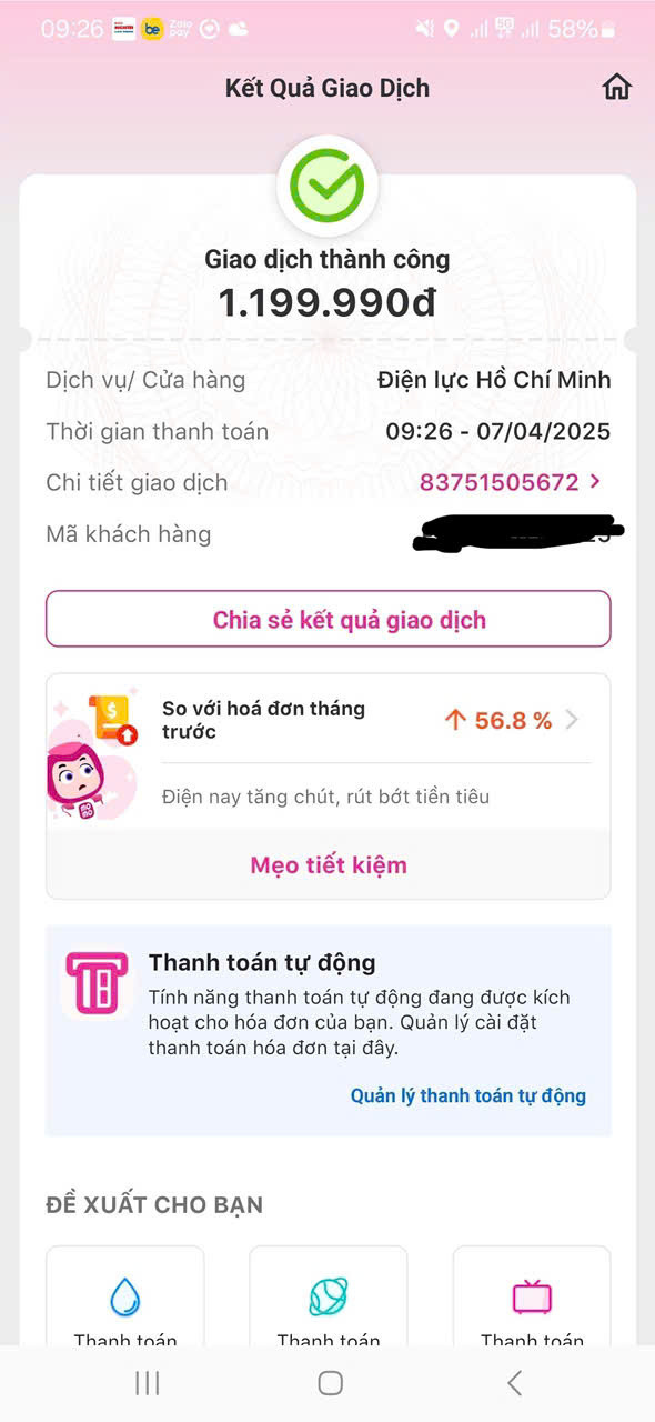 Một hộ gia đình phải trả tiền điện tăng gần 60% so với tháng trước
