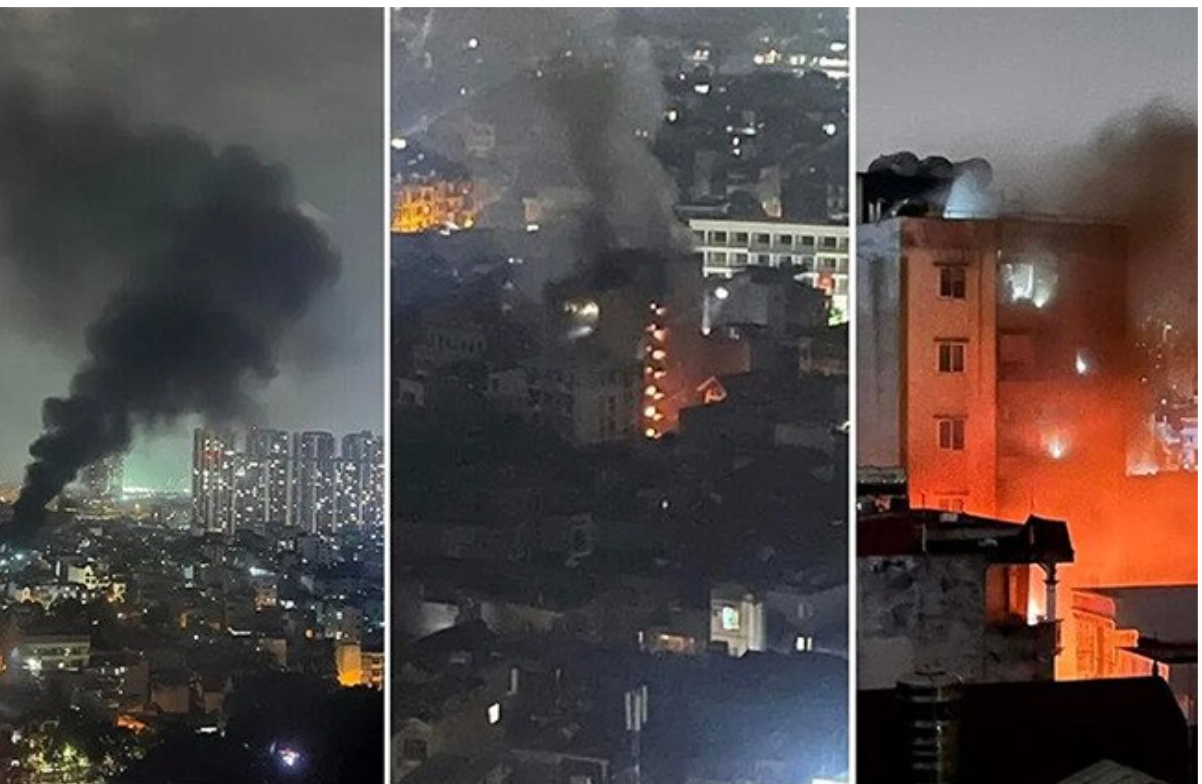 Hiện trường vụ cháy chung cư mini ở Thanh Xuân. Hiện trường vụ cháy chung cư mini ở Thanh Xuân.