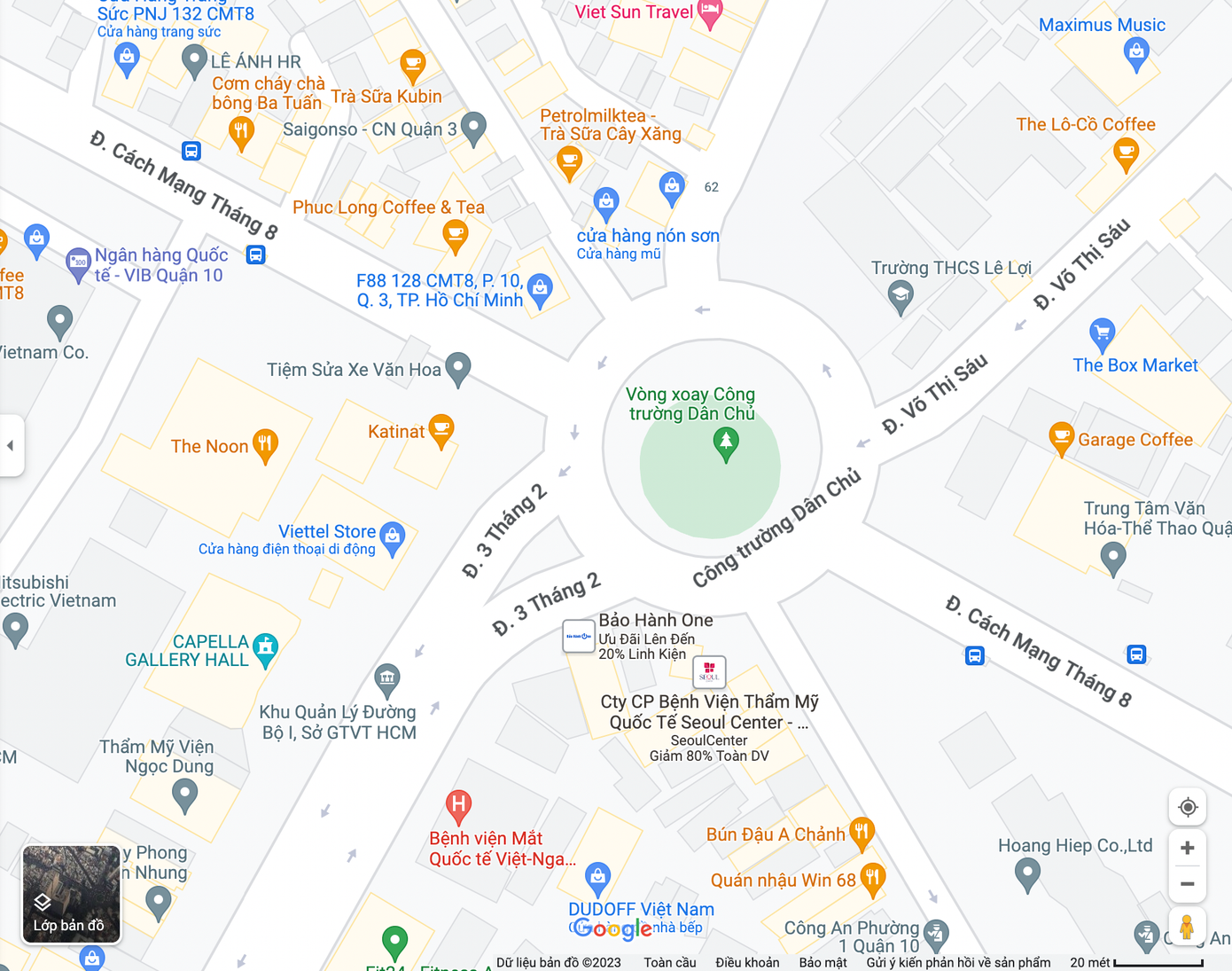 Khu vực ngã sáu Công trường Dân Chủ.