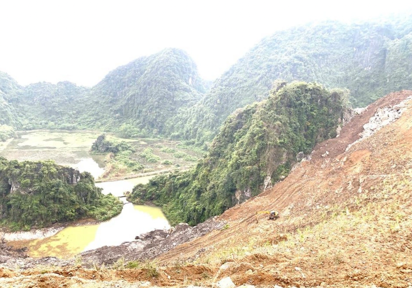 Hiện trường vụ rừng bị tàn phá. Ảnh H.B Hiện trường vụ rừng bị tàn phá. Ảnh H.B