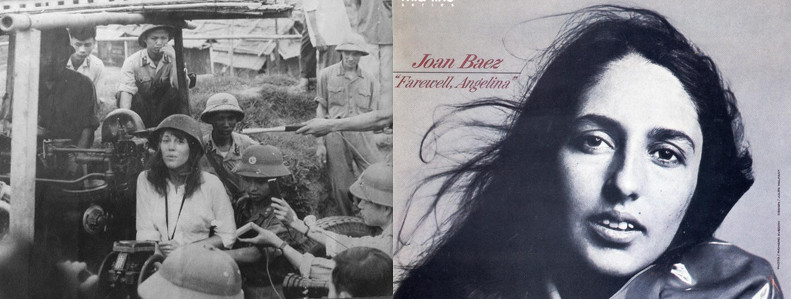 Hai người đẹp Jane Fonda (trái) và Joan Baez đã từng nghe Xuân Ba đánh đàn