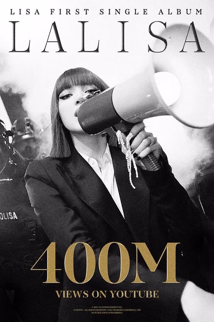 MV 'LaLisa' của Lisa vượt 400 triệu lượt xem trên YouTube sau 4 tháng.