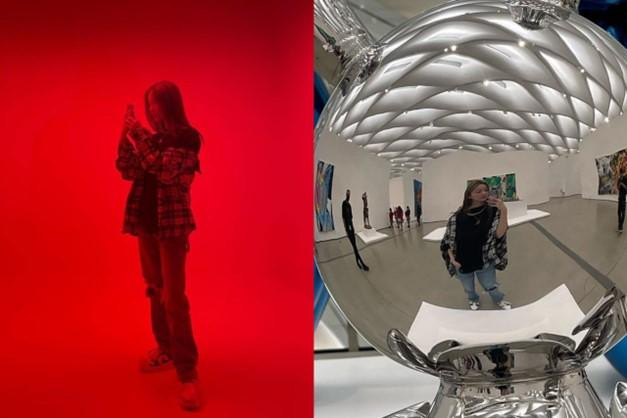 Lee Da In cũng có chụp ảnh theo “style” phản chiếu. Lee Da In cũng có chụp ảnh theo “style” phản chiếu.