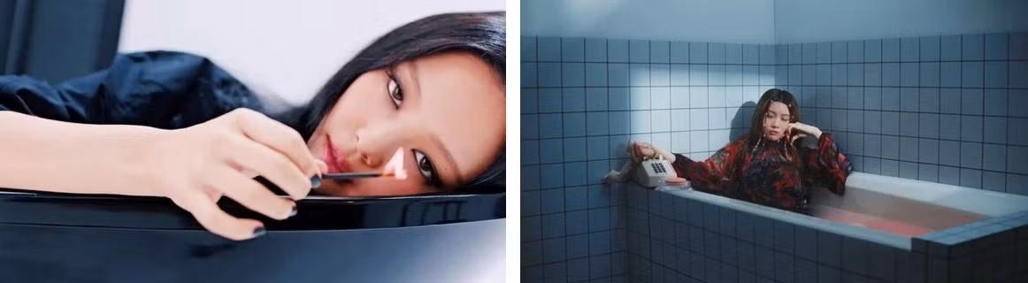 Cả hai MV đều có cảnh một thành viên ngồi trong bồn tắm.
