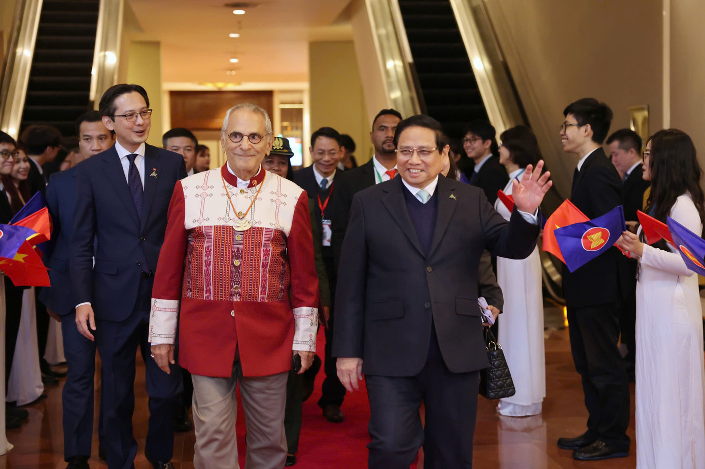 Thủ tướng Phạm Minh Chính cùng Tổng thống Timor Lester Jose Ramos-Horta đến dự Diễn đàn Tương lai Asean. (Ảnh: Như Ý)