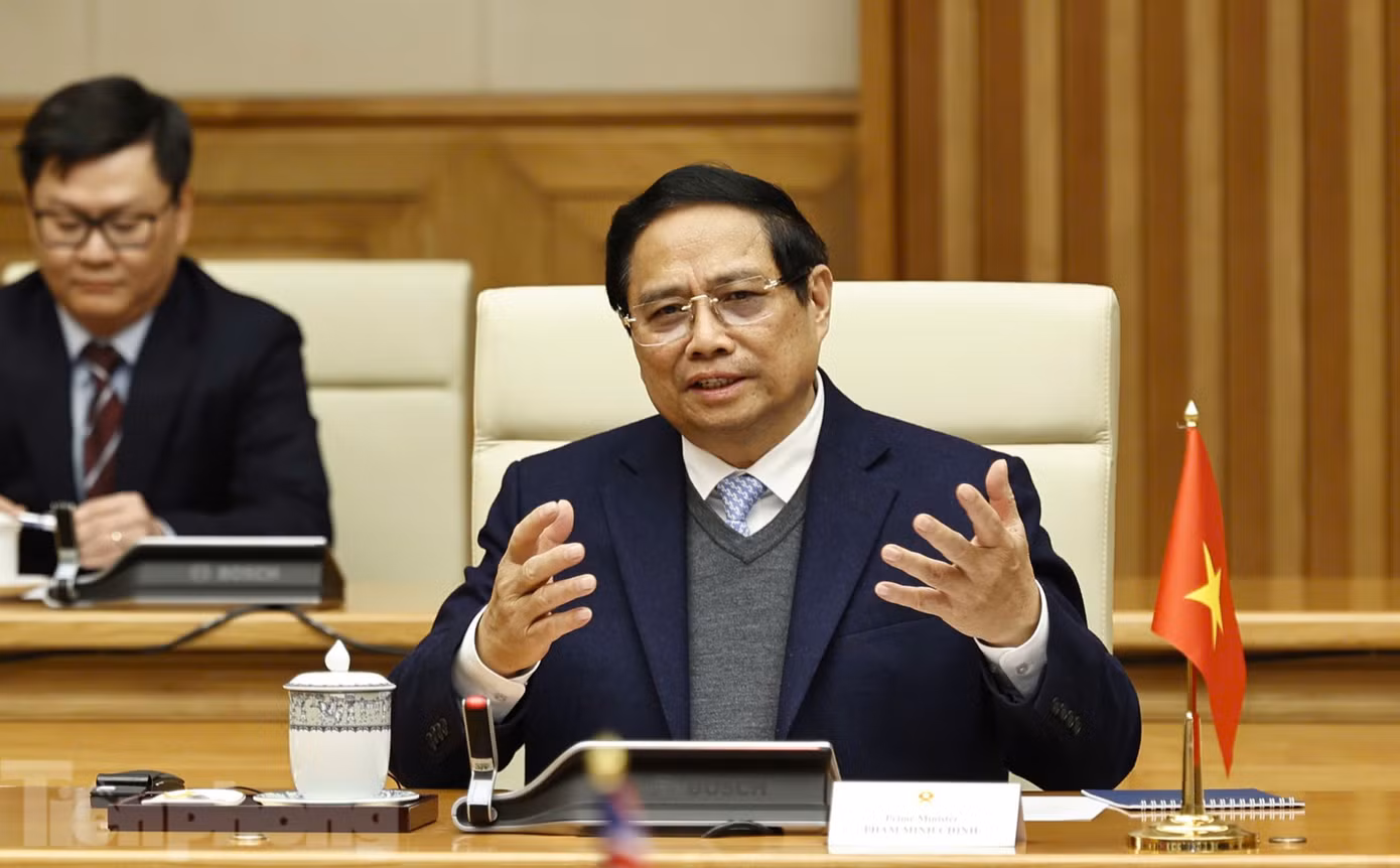 Thủ tướng Phạm Minh Chính phát biểu trong cuộc hội đàm. (Ảnh: Như Ý)