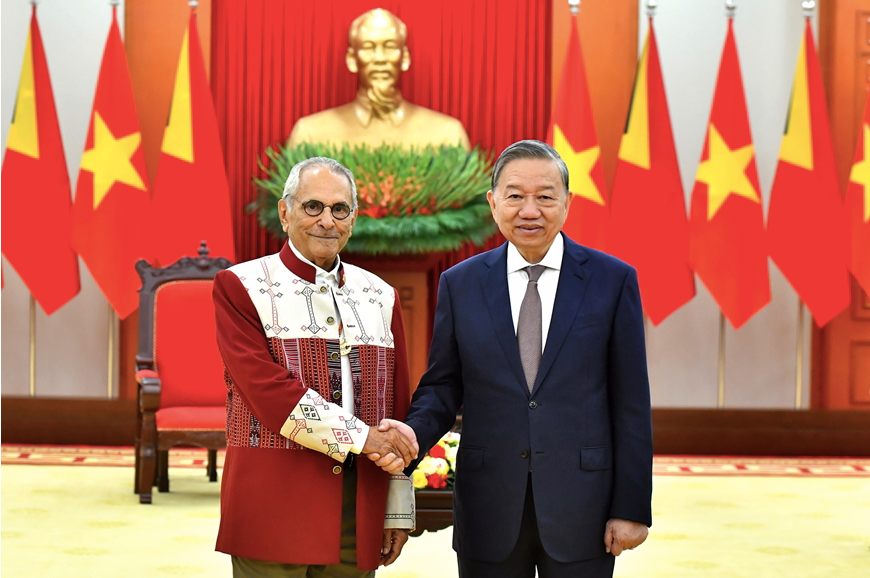 Tổng Bí thư Tô Lâm tiếp Tổng thống Tổng thống Timor-Leste José Ramos-Horta. (Ảnh: QĐND) Tổng Bí thư Tô Lâm tiếp Tổng thống Tổng thống Timor-Leste José Ramos-Horta. (Ảnh: QĐND)