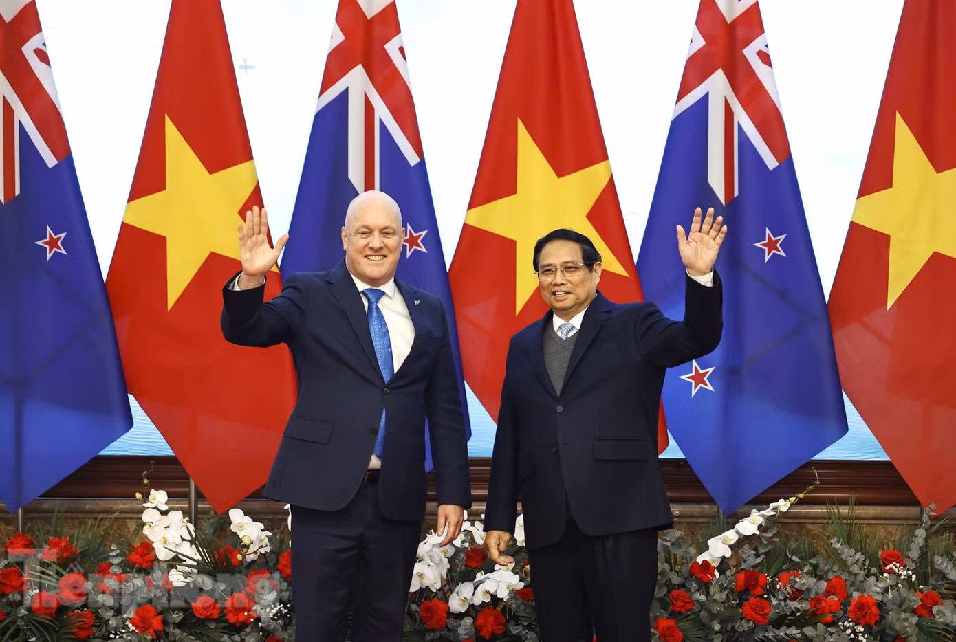 Thủ tướng Phạm Minh Chính và Thủ tướng New Zealand Christopher Luxon. (Ảnh: Như Ý)