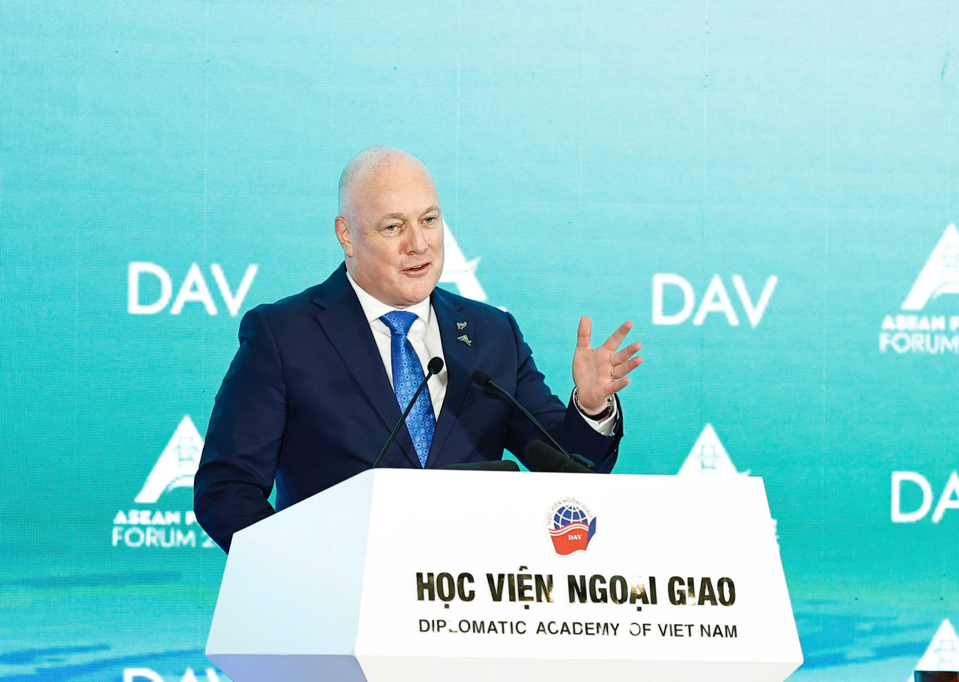 Thủ tướng New Zealand Christopher Luxon phát biểu tại Diễn đàn Tương lai Asean. (Ảnh: Như Ý) Thủ tướng New Zealand Christopher Luxon phát biểu tại Diễn đàn Tương lai Asean. (Ảnh: Như Ý)