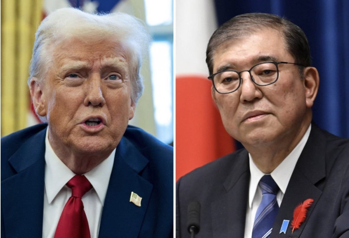 Tổng thống Mỹ Donald Trump và Thủ tướng Nhật Bản Shigeru Ishiba. (Ảnh: EPA)