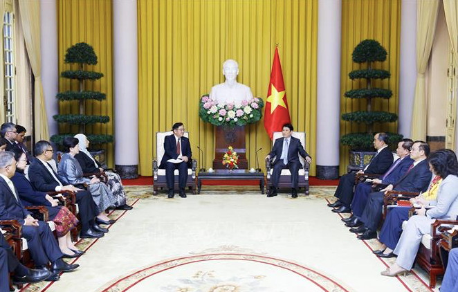 Chủ tịch nước Lương Cường tiếp đại sứ, đại biện các nước ASEAN và Timor-Leste tại Hà Nội. (Ảnh: TTXVN)