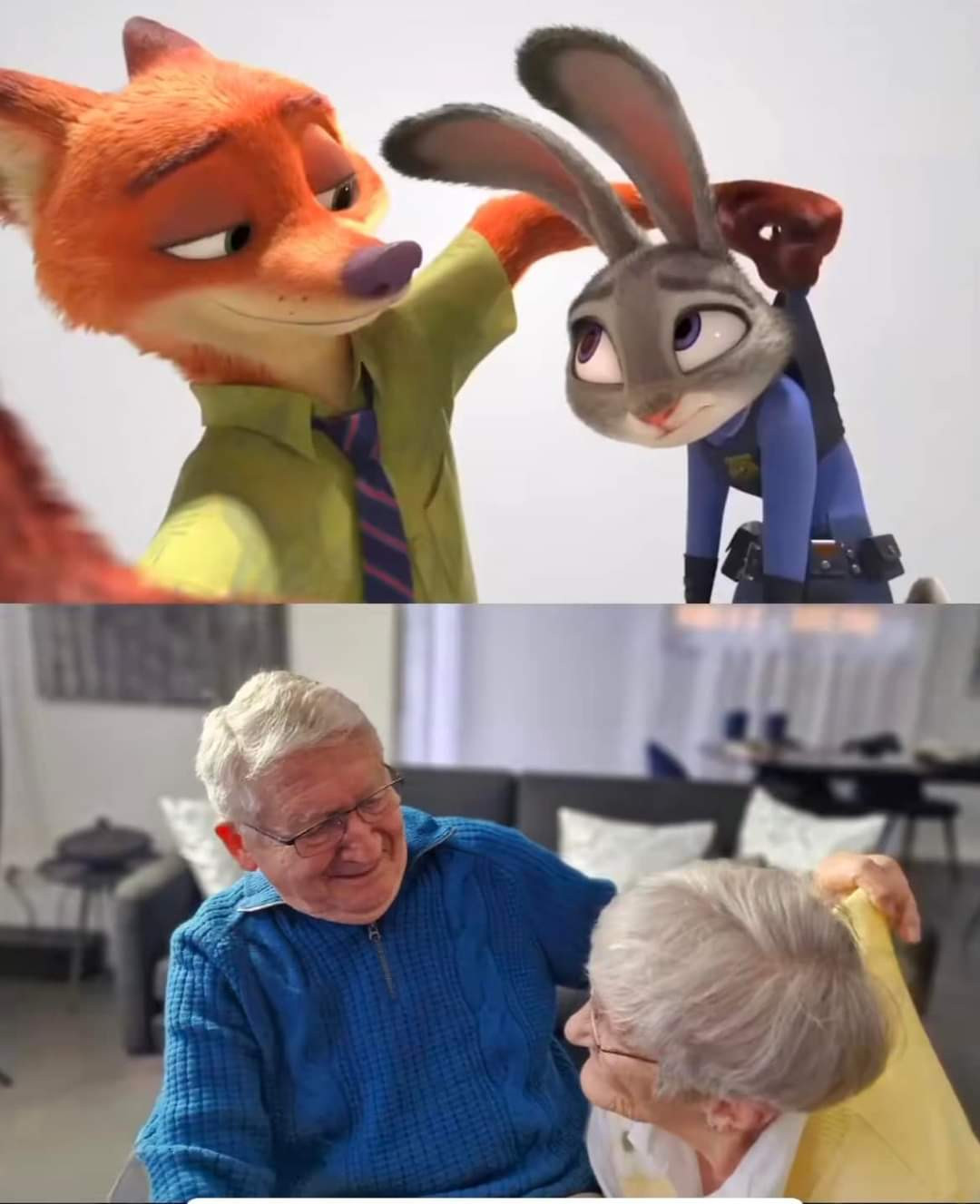 Khoảnh khắc đáng yêu của ông bà cụ khiến các netizen “rụng tim”. (Ảnh: Erika Rischko)