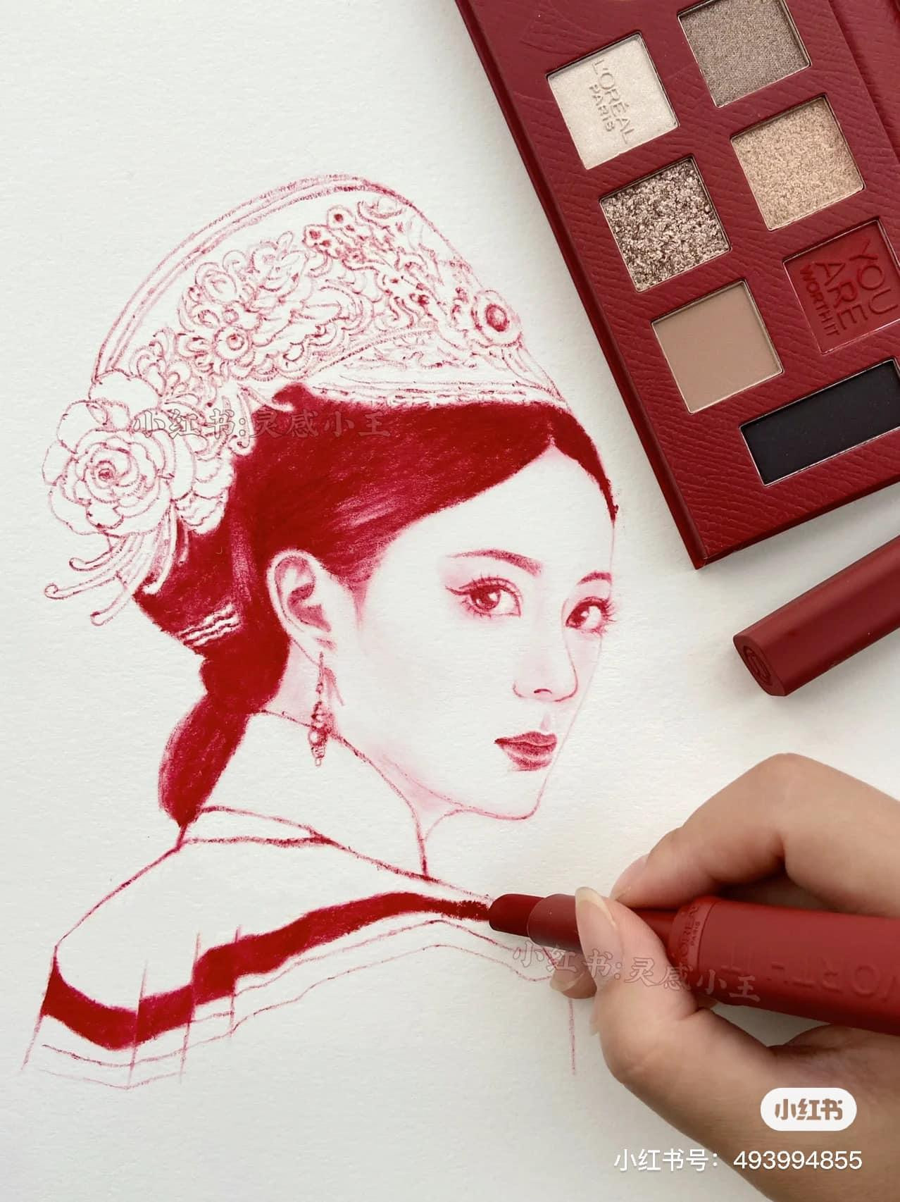 Tấm hình đặc trưng của Chân Hoàn cũng được họa lại một cách xuất sắc. (Ảnh: Weibo Việt Nam)