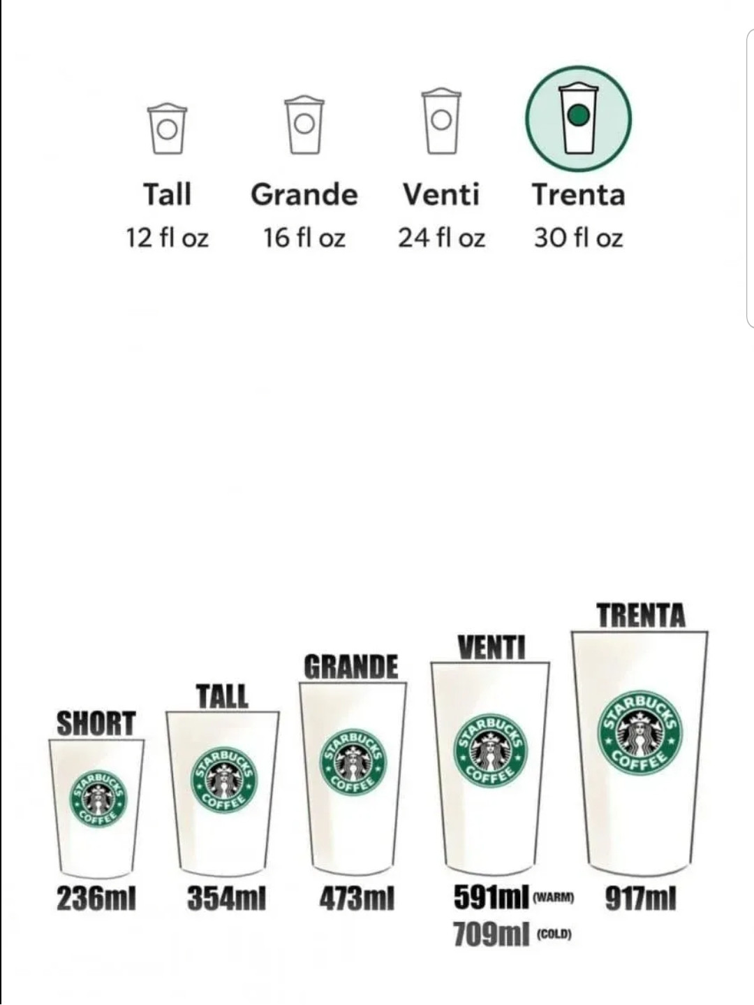 Size Trenta với dung tích "khủng" của Starbucks. - Ảnh: Internet