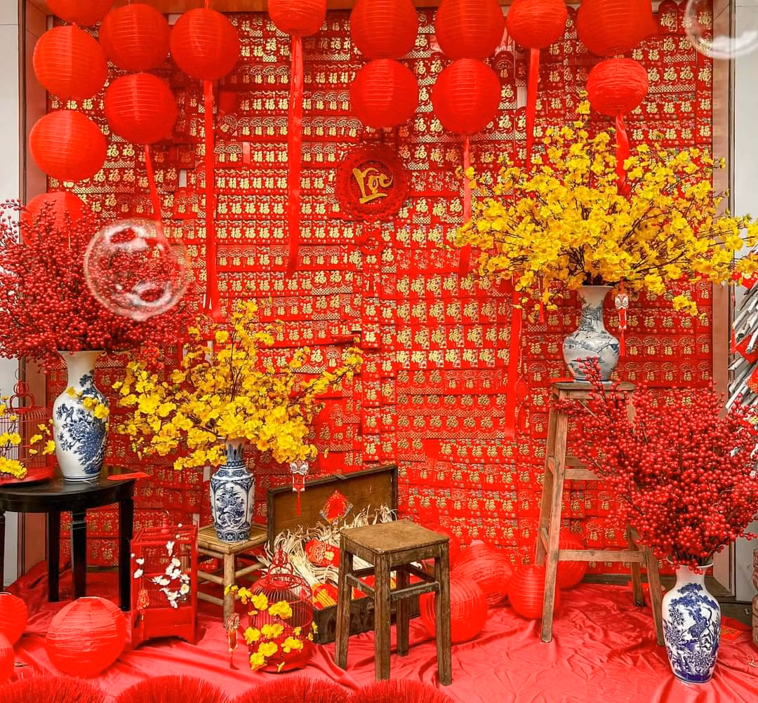 Background xịn xò ngập tràn sắc Xuân. (Ảnh: Tiệm Trà Tháng Tư)