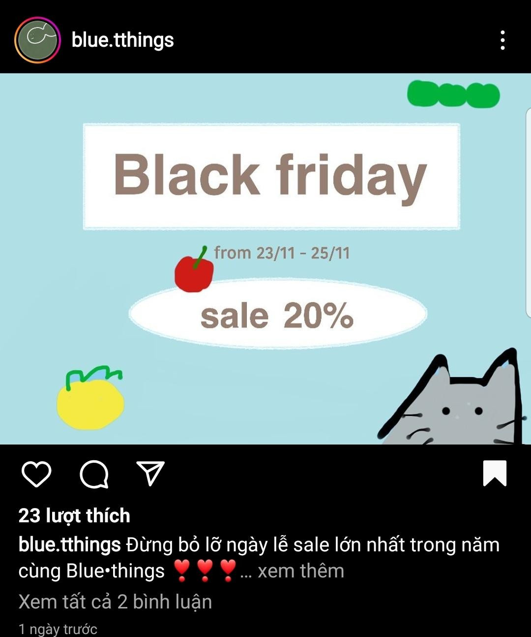 Thương hiệu cá nhân nhỏ xinh với chương trình sale ngày Black Friday.
