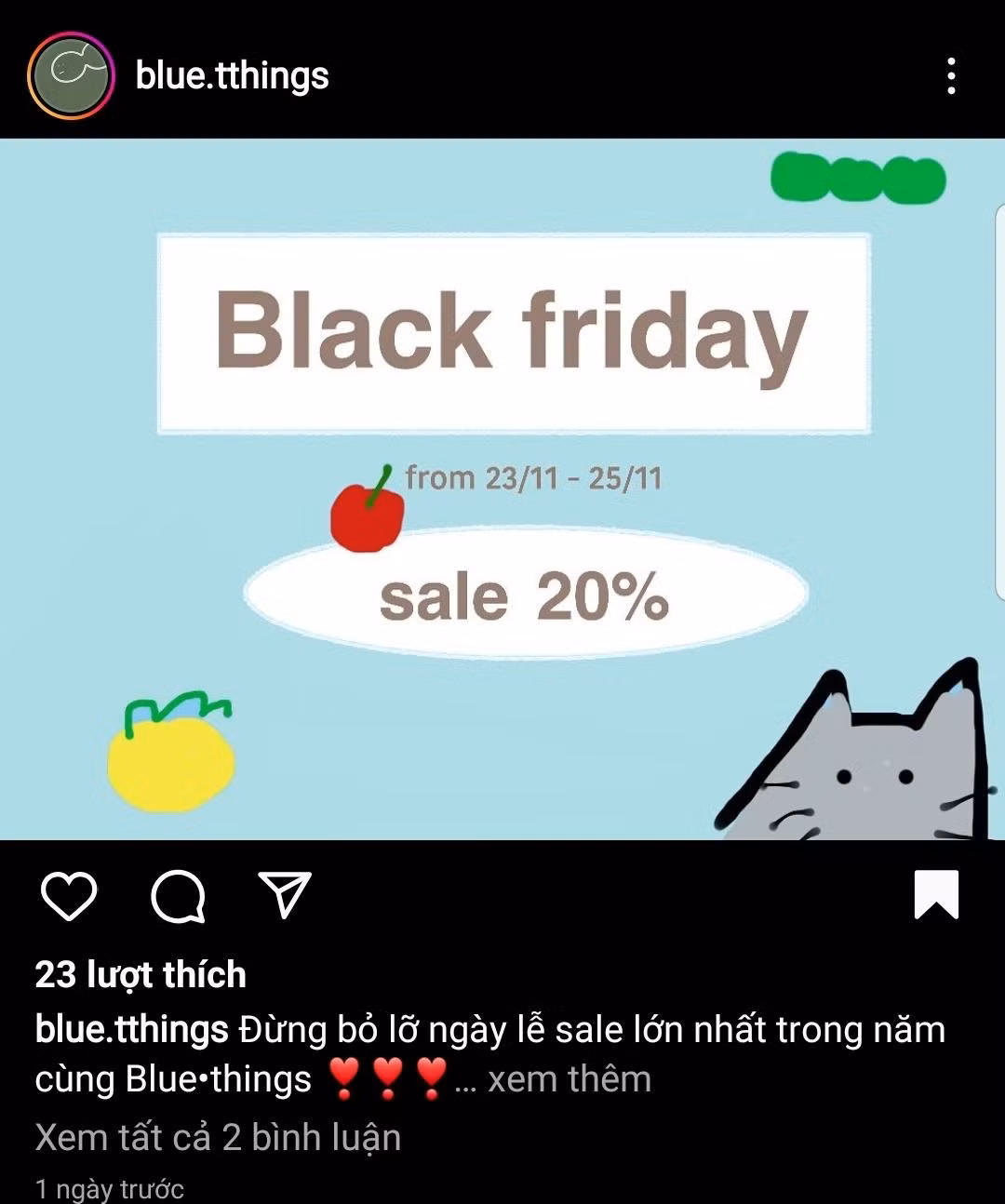 Thương hiệu cá nhân nhỏ xinh với chương trình sale ngày Black Friday.