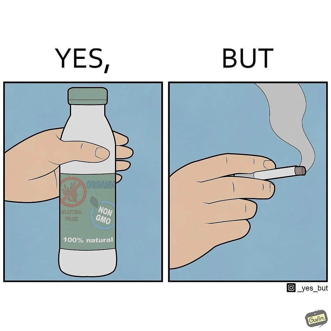 Bảo vệ môi trường nhưng vẫn hút thuốc lá. (Ảnh: @gudim_public) Bảo vệ môi trường nhưng vẫn hút thuốc lá. (Ảnh: @gudim_public)