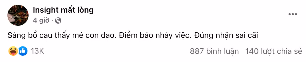 Bổ quả cau thấy vũ trụ gửi tín hiệu liền. (Ảnh: Fanpage Insight mất lòng)