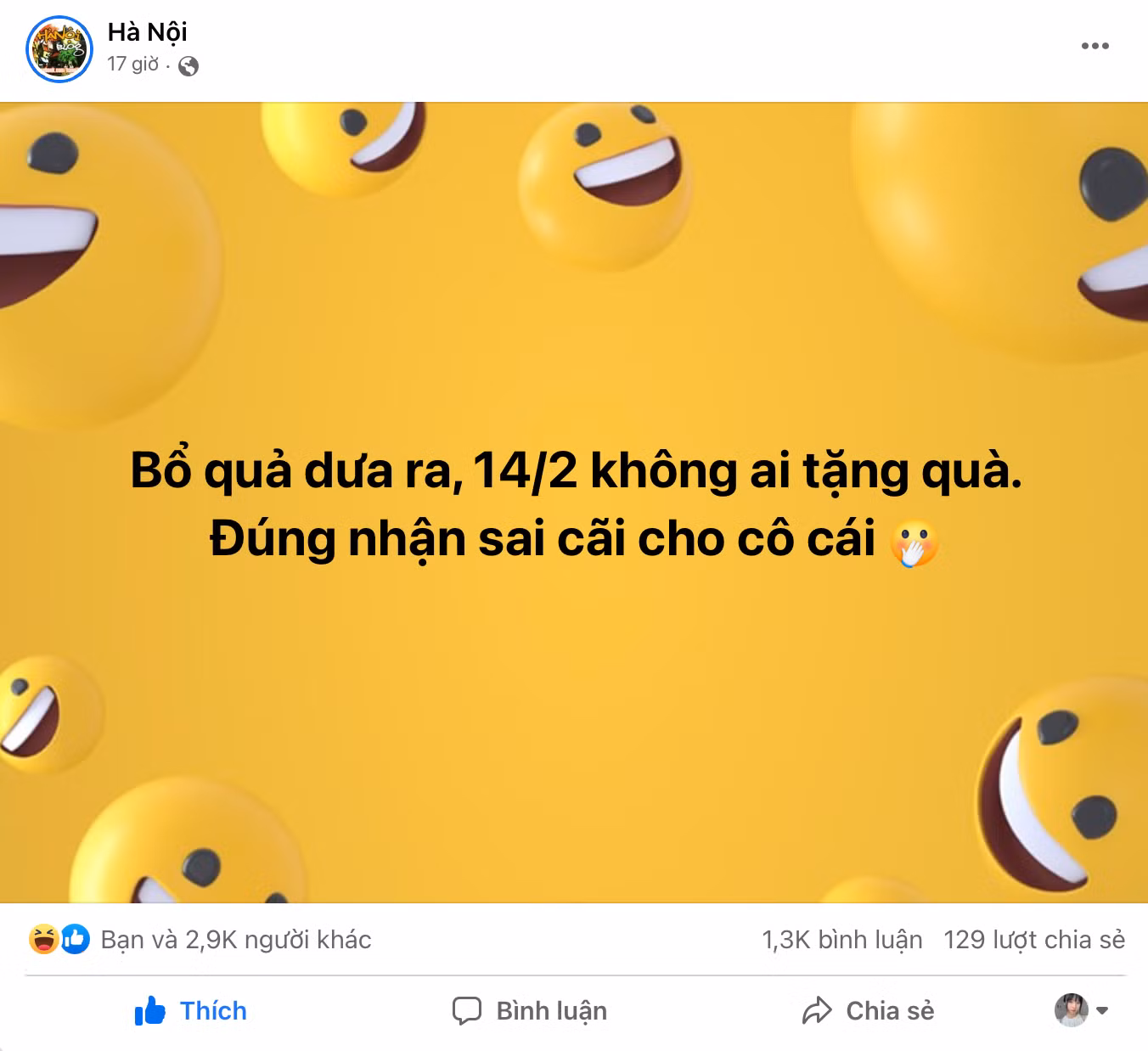 Cái này hổng cãi được rồi! (Ảnh: Fanpage Hà Nội)