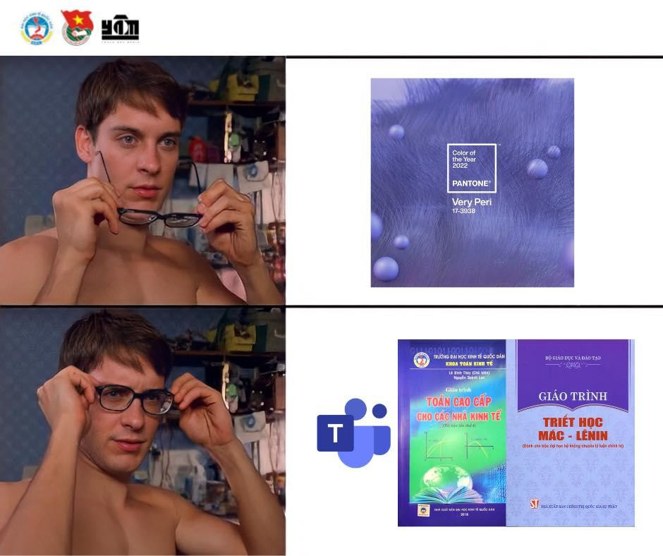 Combo này có lẽ là “màu nước mắt” chứ không phải màu Very Peri nữa. (Ảnh: Đoàn trường Đại học Kinh tế Quốc dân) Combo này có lẽ là “màu nước mắt” chứ không phải màu Very Peri nữa. (Ảnh: Đoàn trường Đại học Kinh tế Quốc dân)
