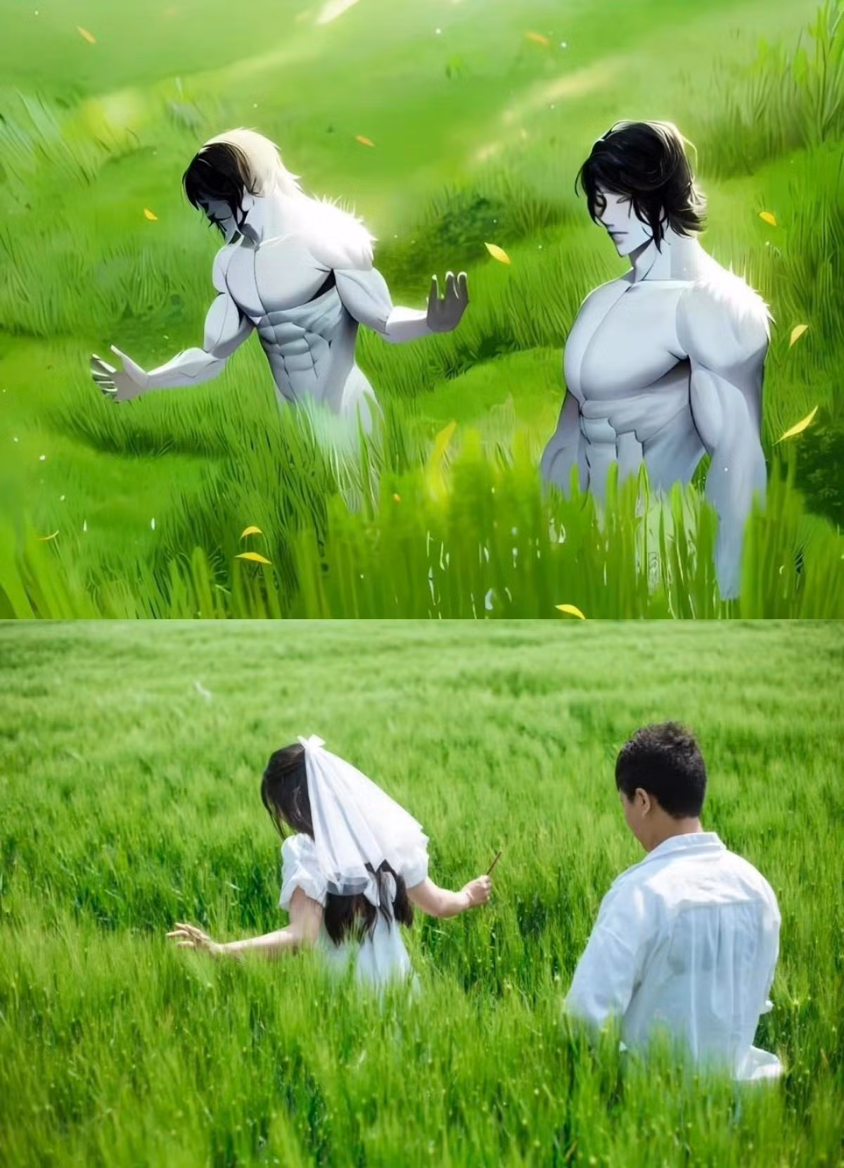 Ảnh cưới qua tay AI nó lạ lắm à nha! (Ảnh: Fanpage Weibo Việt Nam)