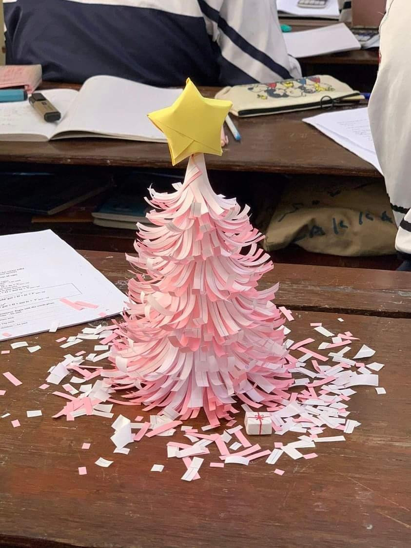Cây thông với sắc hồng vô cùng trendy. (Ảnh: FanpageTrường Người Ta)
