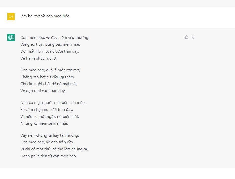 Trong vòng một nốt nhạc đã có ngay bài thơ về chú mèo béo! (Ảnh: Chat ST)