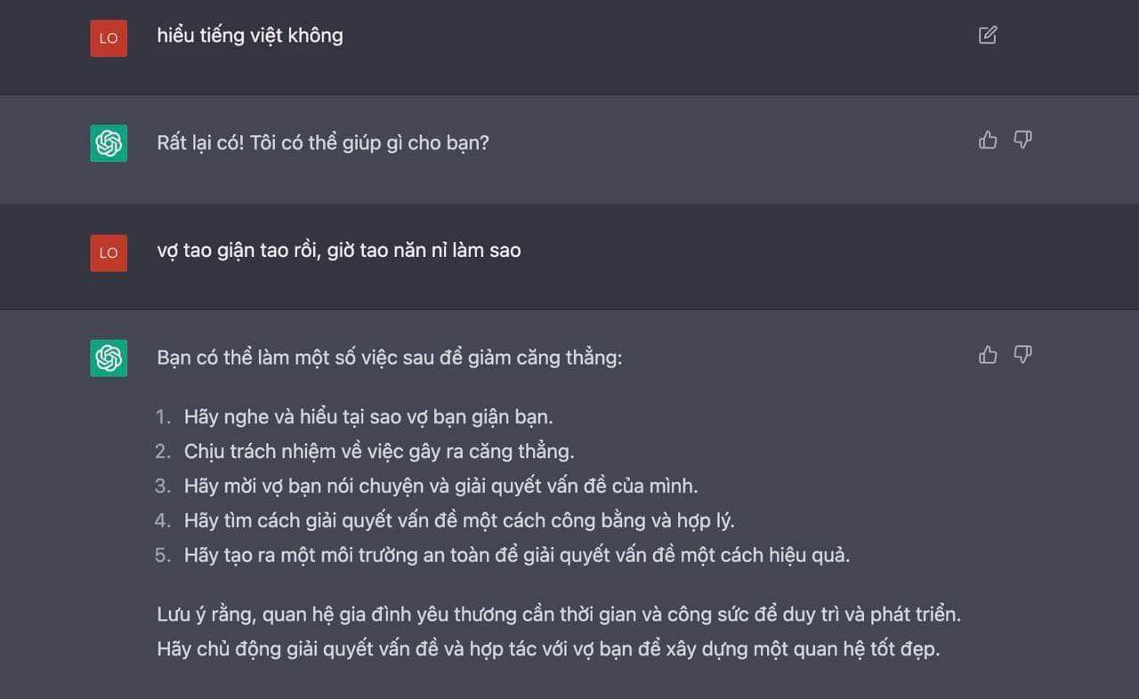 Dỗ vợ cũng phải để ChatGPT ra tay.