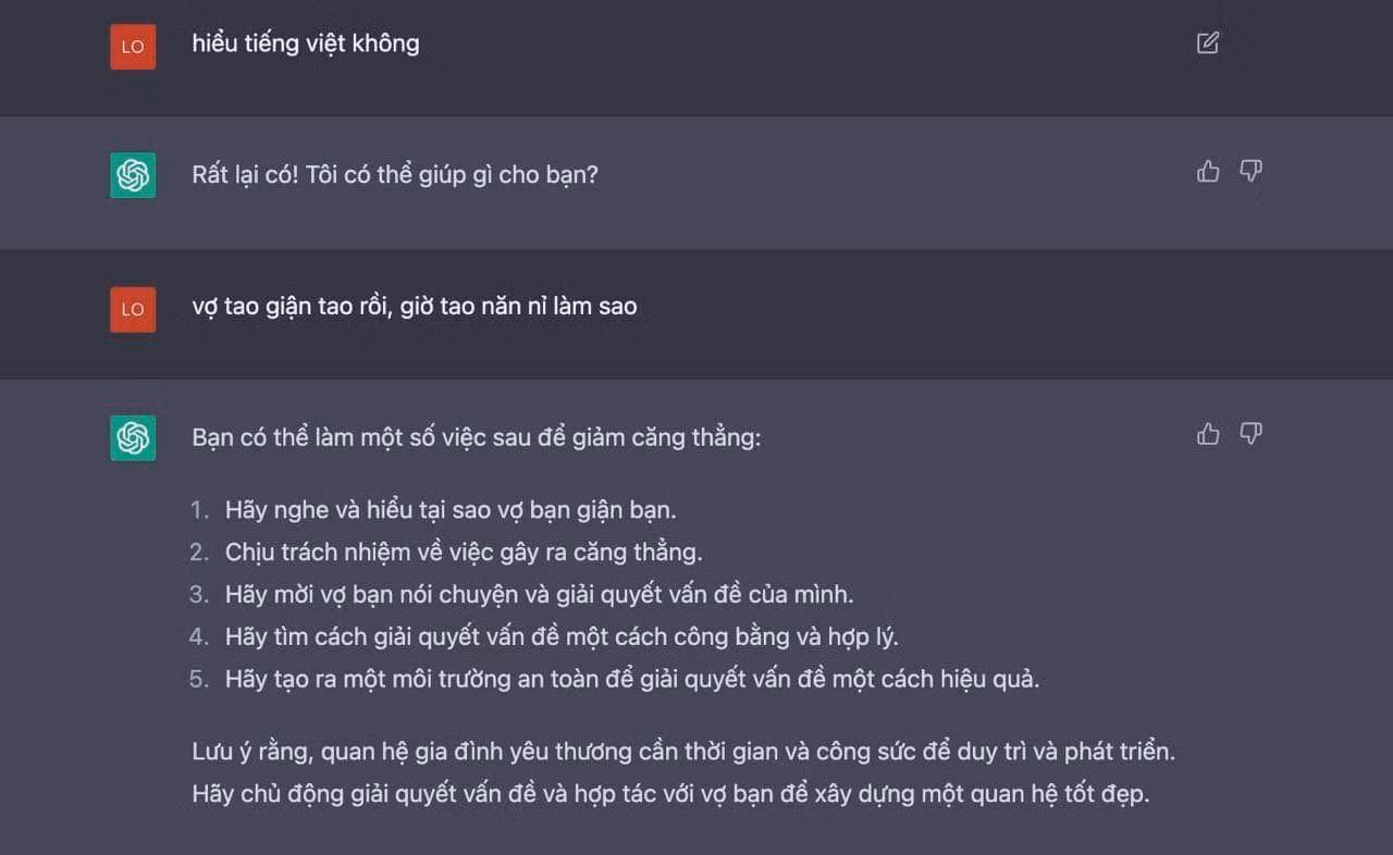 Dỗ vợ cũng phải để ChatGPT ra tay.